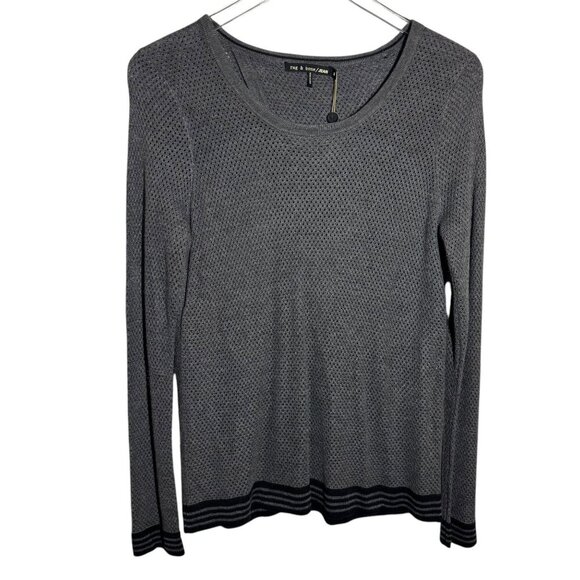 rag & bone Womens small knit sweater top charcoal nikki split-back pullover NWT - Picture 1 of 11